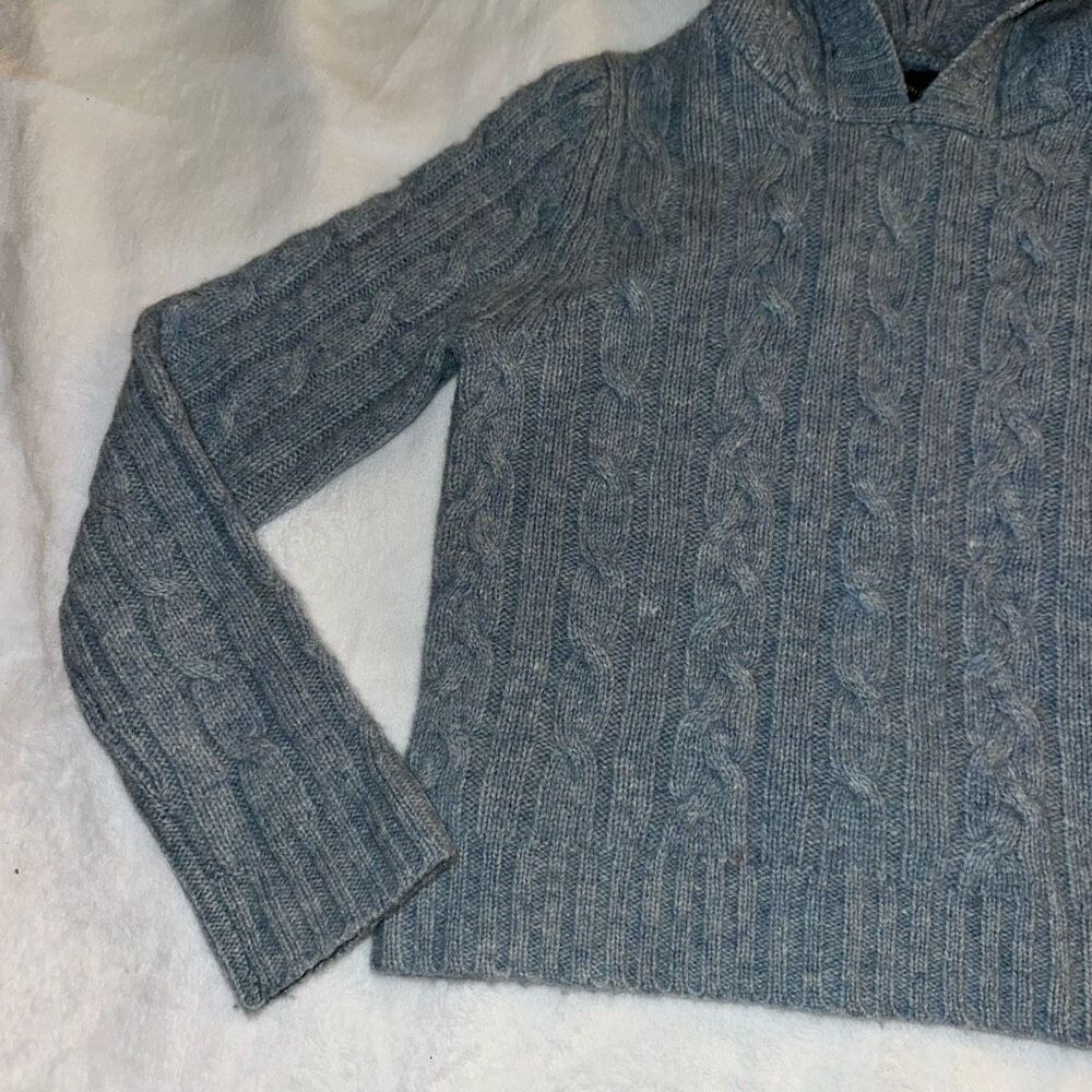 Abercrombie Kids 100% Wool Hooded Sweater Blue Gray Small Gently Worn - Picture 5 of 12